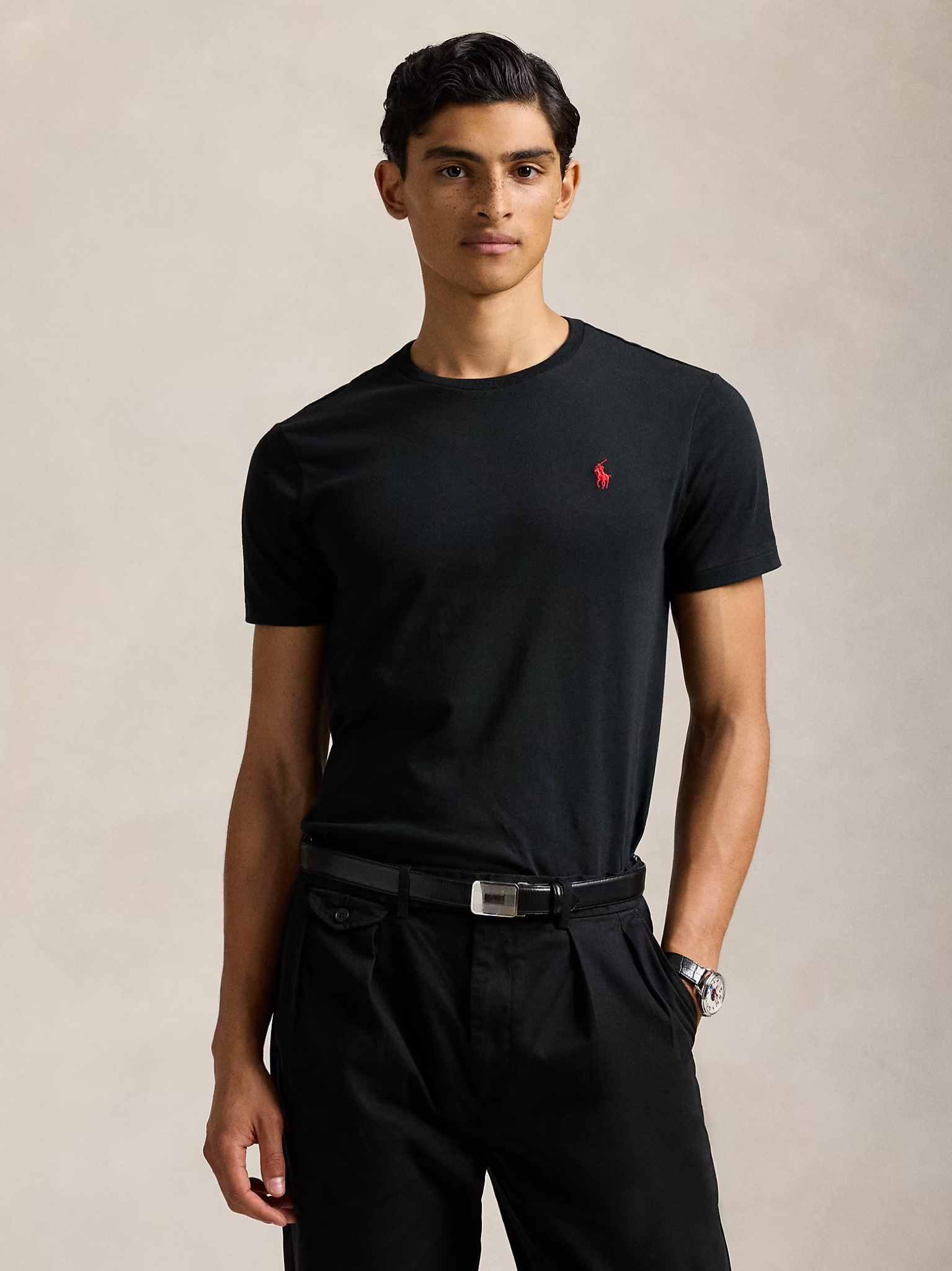 RALPH LAUREN Custom Slim Fit Jersey Crewneck T-Shirt Black