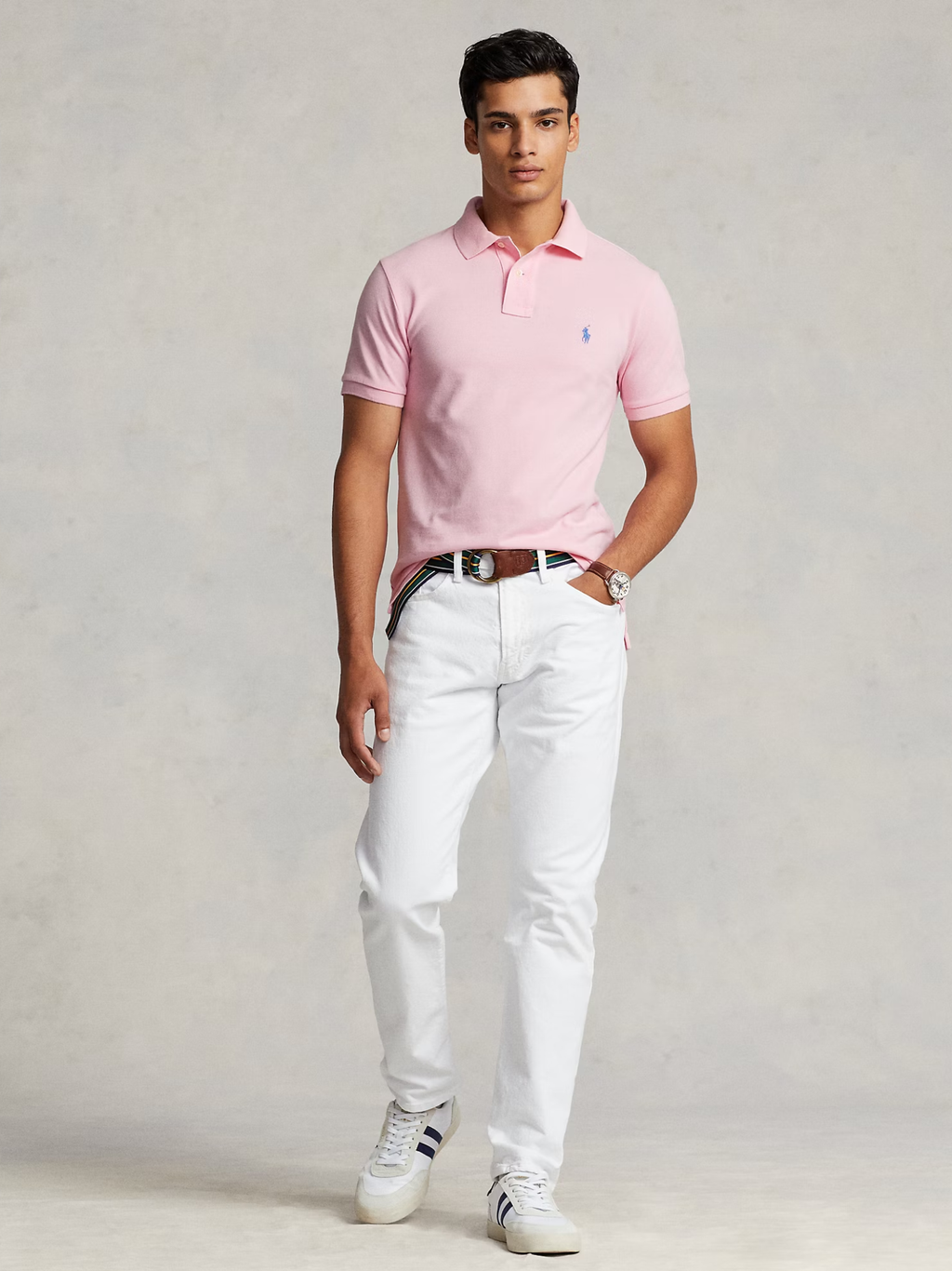 RALPH LAUREN Slim Fit Mesh Polo Shirt Pink