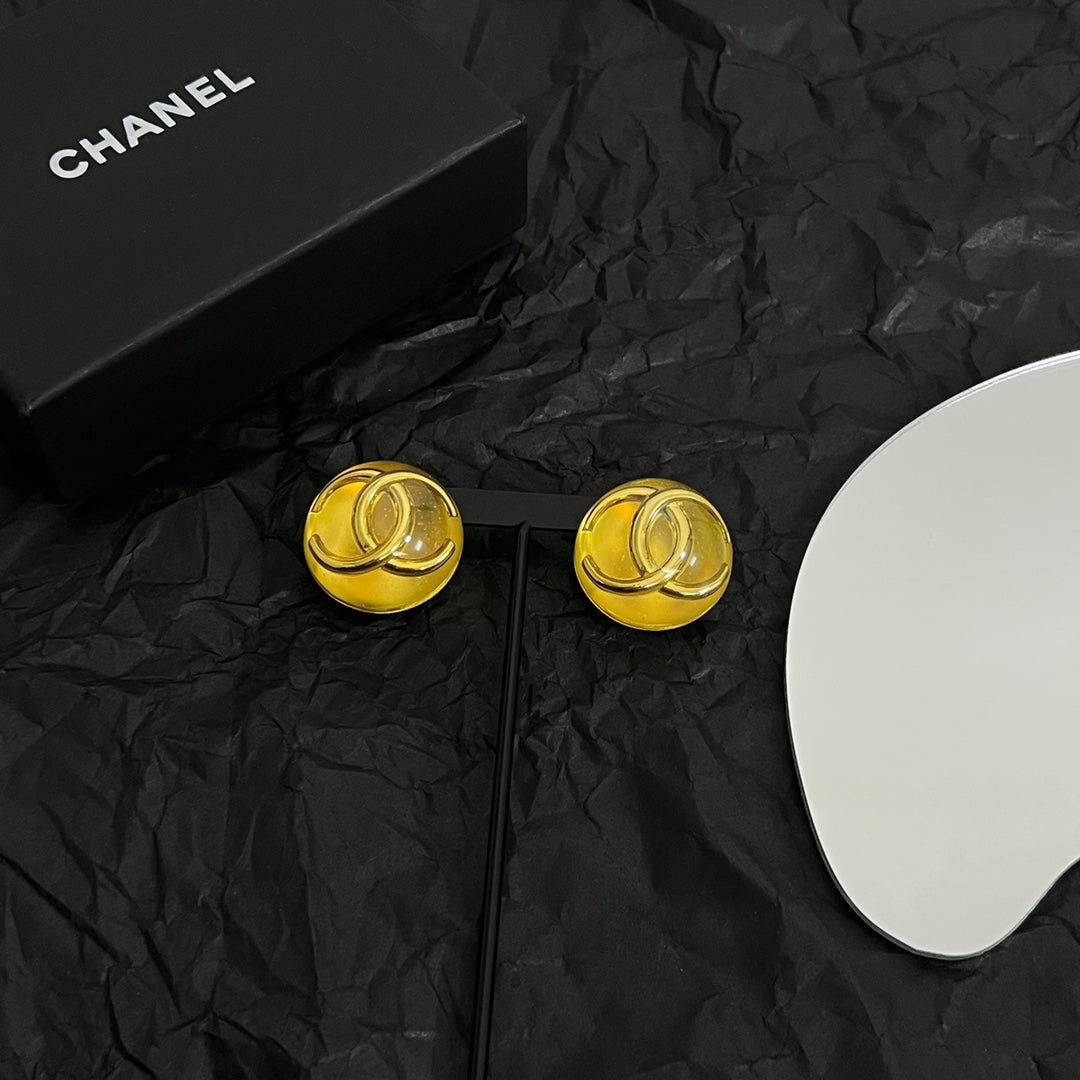 18K Vintage  Chanel Yellow Crystal Earrings